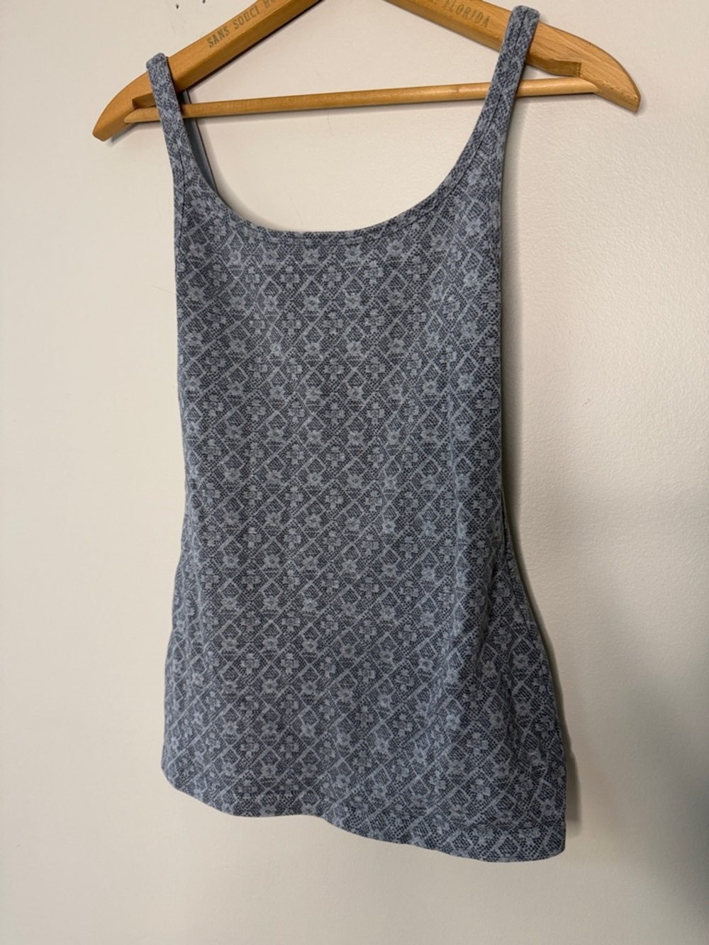 Gray Patterned Scoop Neck Tank Top